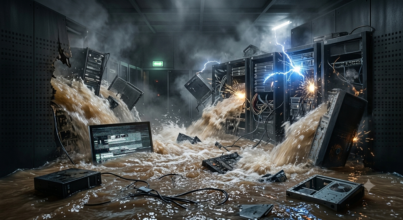 Computador em enchente